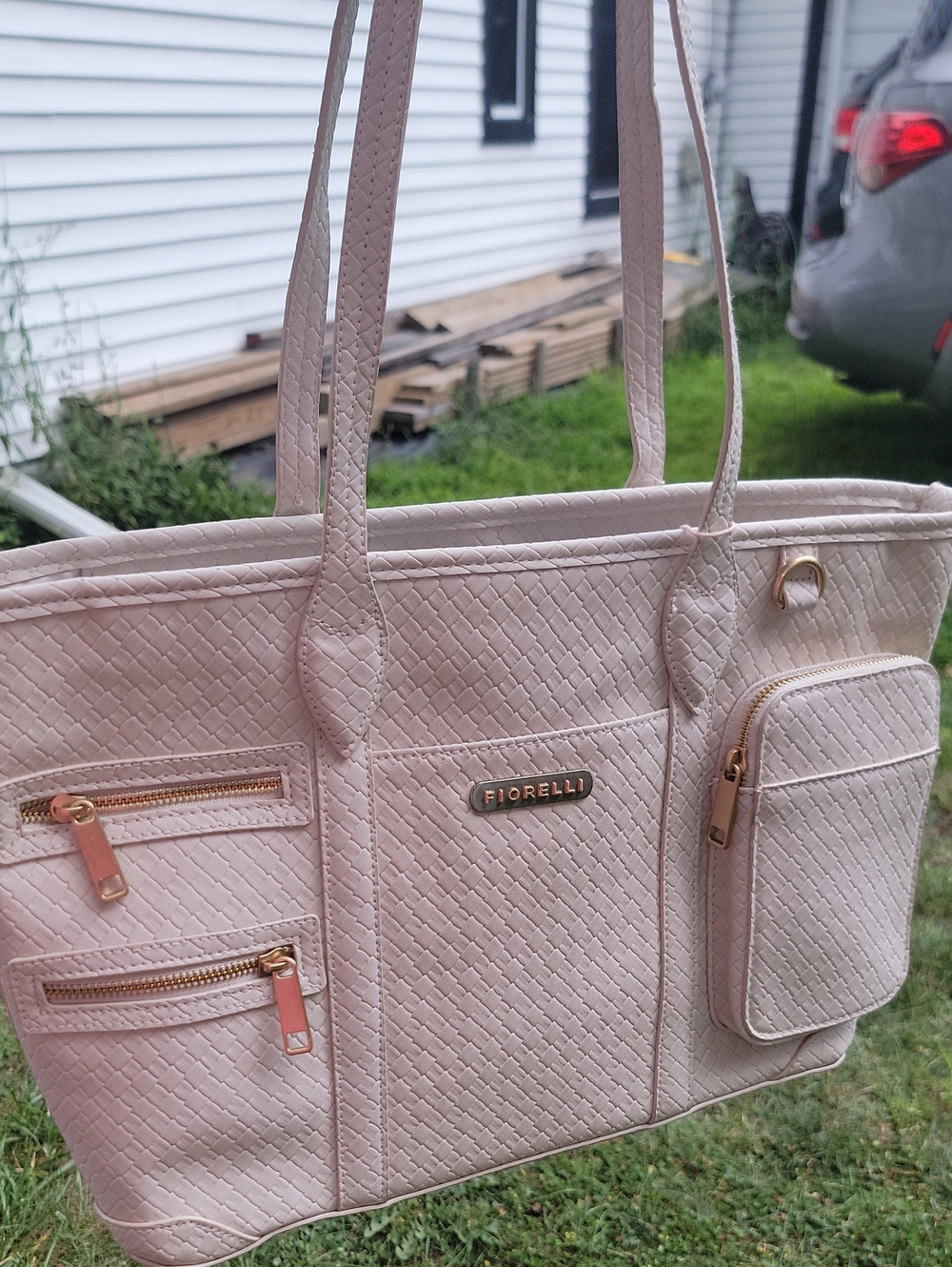 White Patterened Tote Bag